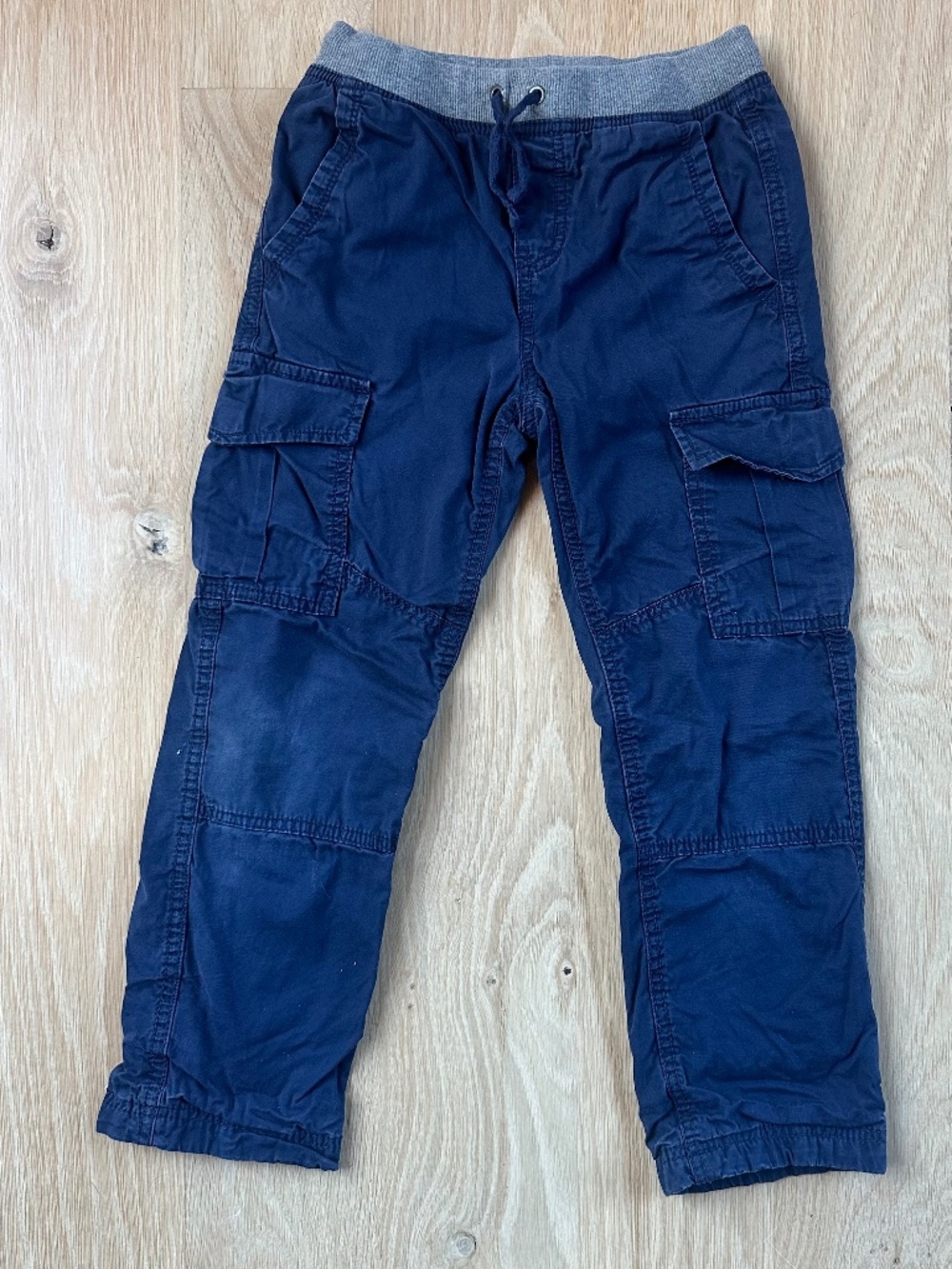 Hanna Andersson Boys 130 US 8 Navy Jersey Lined Cargo Pants